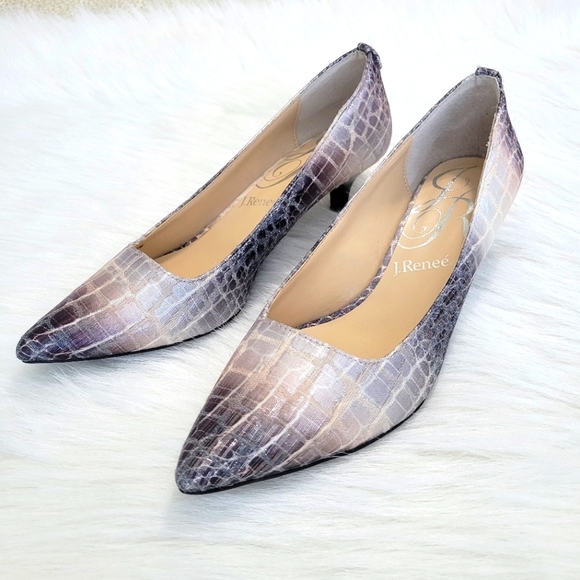 J. Reneé Braidy Lavender Pewter Crinkle Patent Leather Heels 7.5 M NWOT RARE